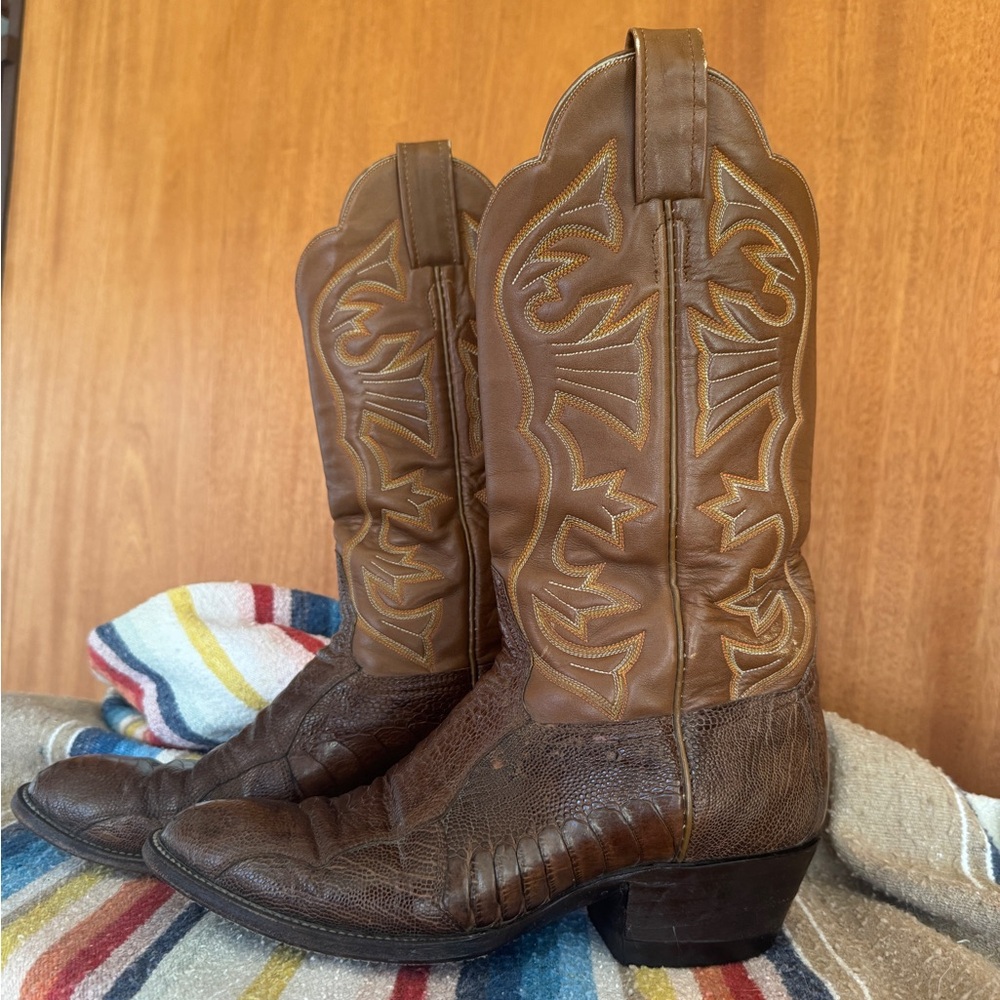 Vintage Laramie Western Boots handmade snakeskin and leather cowboy boots 8.5